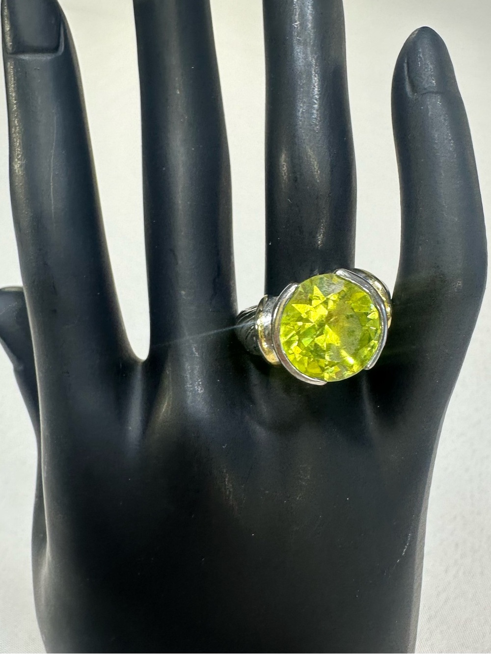 Cushion-Cut 18K GE Lemon Citrine Cable Statement Two Tone Silver Gold Accent